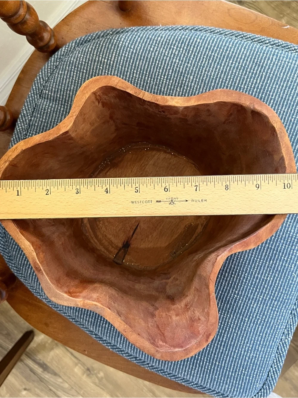 Pottery Barn Large Mango Wood Rustic Hand Carved Wood Bowl Free Form